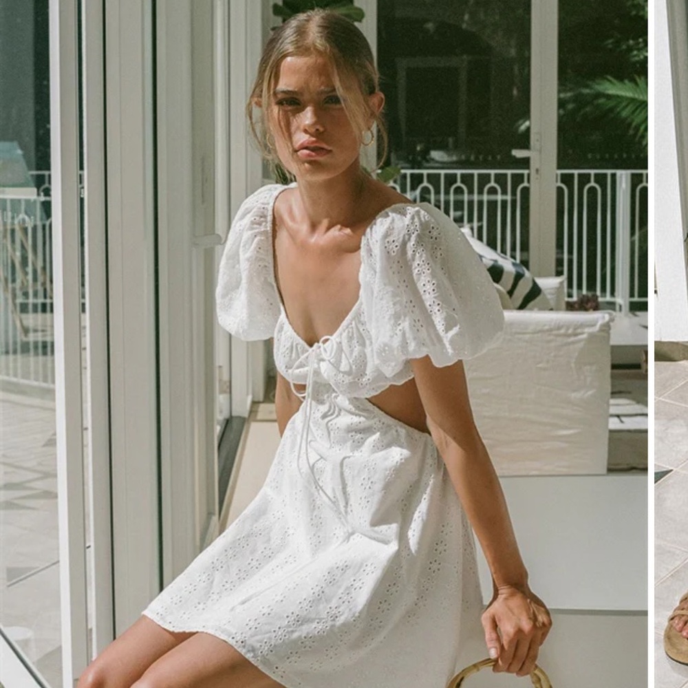 Sabo skirt Azel White Eyelet Dress - XS